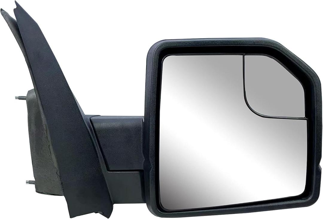 Replacement Passenger Right Side Door Mirror Manual Folding Power Glass No Heated No Signal Light with Temperature Sensor Textured Back Cover For Ford F-150 from 2015 to 2020