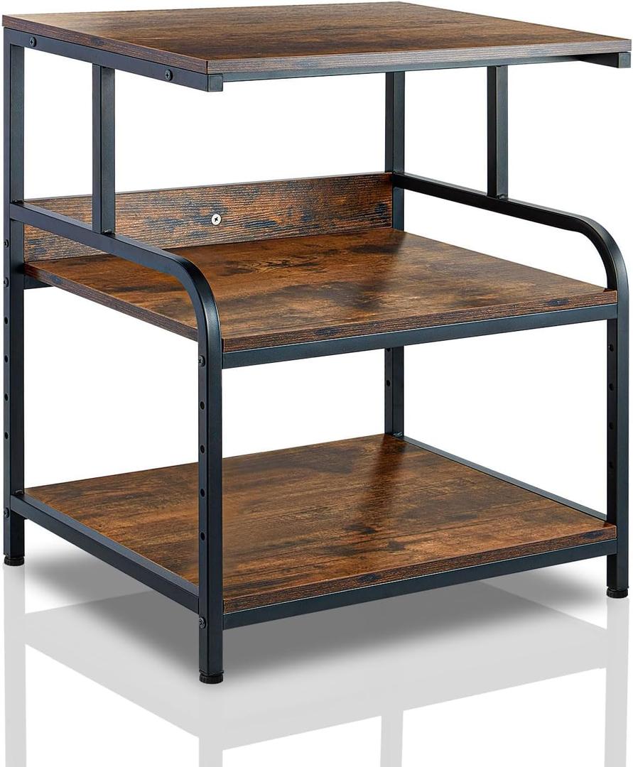 Large Printer Stand, Removable and Fixed Printer Stand, Large Fax Machine Printer Stand, Laser Printer Stand, Printer Stand with Storage Space, Scanner Office Rolling Carriage, Retro Brown