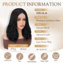 14 Inch Middle Part Wavy Wig for Women, Natural Hairline Small Lace Front, Soft Yaki Mixed Fiber, Glueless Heat Resistant Synthetic Curly Wig, Black Short Wavy Layered Wig