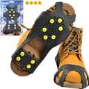 Sfee Ice Cleats for Boots Shoes, Snow Grips Cleats for Ice and Snow Anti-Slip Rubber Traction Cleats for Walking on Snow and Ice 10 Steel Studs Crampons for Hiking, Walking, Climbing, Jogging (L(Women(10-13)/Men(8-11))