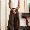 BEAUDRM Men's Wide Leg Pants Pleated Baggy Dress Pants Casual Trousers with Pockets Streetwear Slacks for Men (Black, XXL)