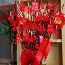 Winlyn 106 Pcs Chinese New Year Decorations Chinese Hanging Good Luck Ornaments Red Lanterns Festive Tree Ornaments Paper Fans for Asian Chinese Lunar New Year 2026 Year of The Horse Party Decor