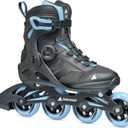 Rollerblade Macroblade 84 BOA Women's, Adult Fitness Inline Skate, Black & Powder Blue, Performance Inline Skates, Size 7/7.5