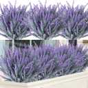 Ouddy Decor 12 Bundles Artificial Lavender Fake Flowers Faux Plastic Plants for Home Wedding Kitchen Garden Patio Window Box Office Table Centerpieces Indoor Outdoor Decor, Gray Purple
