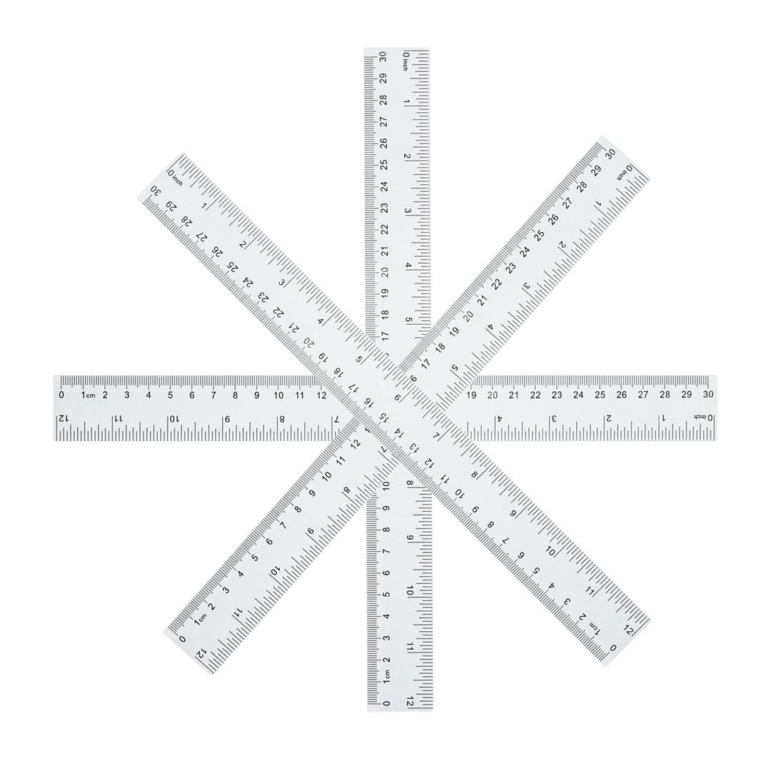 2 x 4 Pack Plastic Ruler 12 Inch Bulk for Classroom School Office Supplies for Kids，Clear Rulers，mm Ruler
