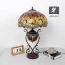 Tiffany Lamp Stained Glass Lamp 16x16x27 Inches Beautiful Dragonfly Style Large Table Lamp Desk Light with Metal Base for Bedroom Living Room Home Office Decor