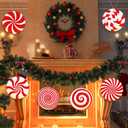 Shellwei 6 Pcs 9.9 Inch Large Christmas Candy Ornaments Red White Peppermint Lollipop Christmas Picks Xmas Tree Decorations for Xmas Tree Topper Holiday Party Decor