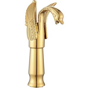 GGStudy Gold Swan Shape Single Handle One Hole Bathroom Vessel Sink Faucet Deck Mount Lavatory Sink Faucet (Tall)