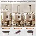 Dining Room Light Fixture Chandelier Over Table,6 Light Kitchen Island Lighting Hanging for Farmhouse Linear Chandeliers Oil Rubbed Bronze Rustic Ceiling Pendant Light with Frosted Glass Shade