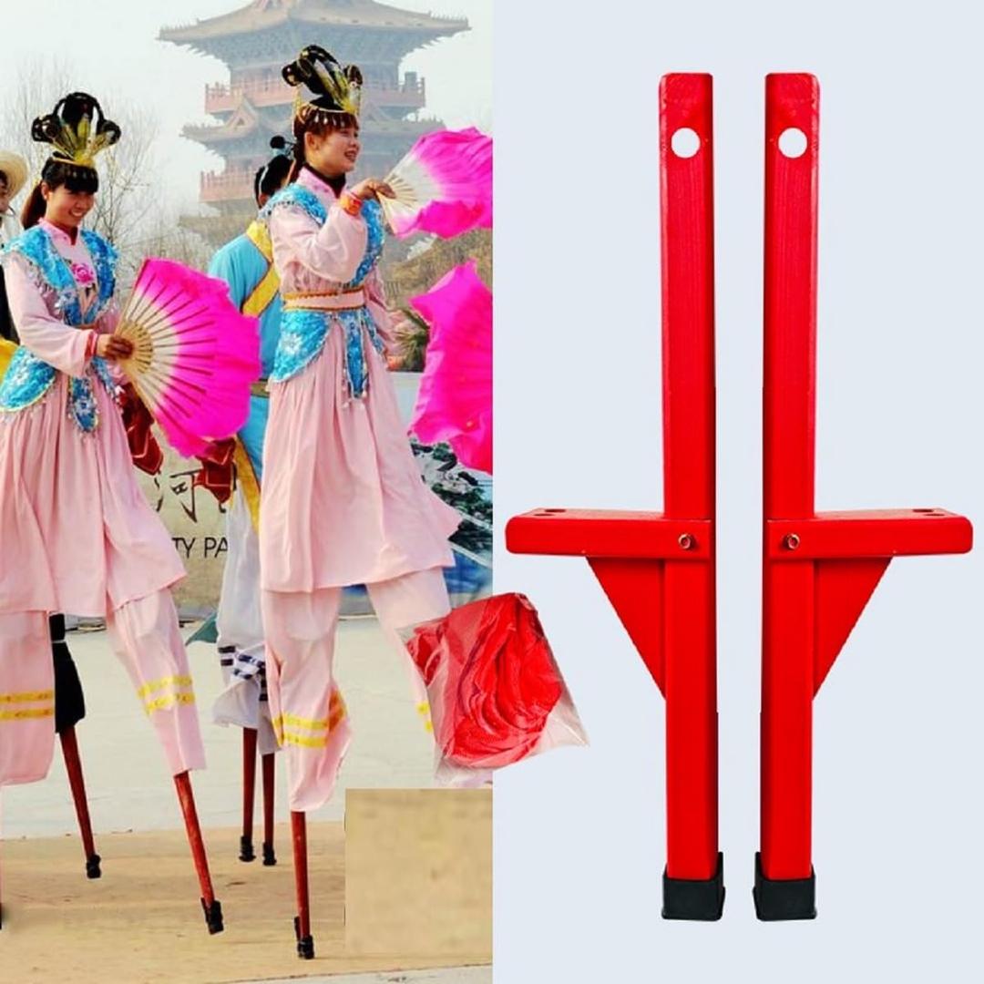 Stilts for Premium Leg - Strap Stilts Smooth Painted Pine Wood Rubber - Coated for Free Hands 5+ 200 - Pound Load Perfect for Sports & Cosplay Events