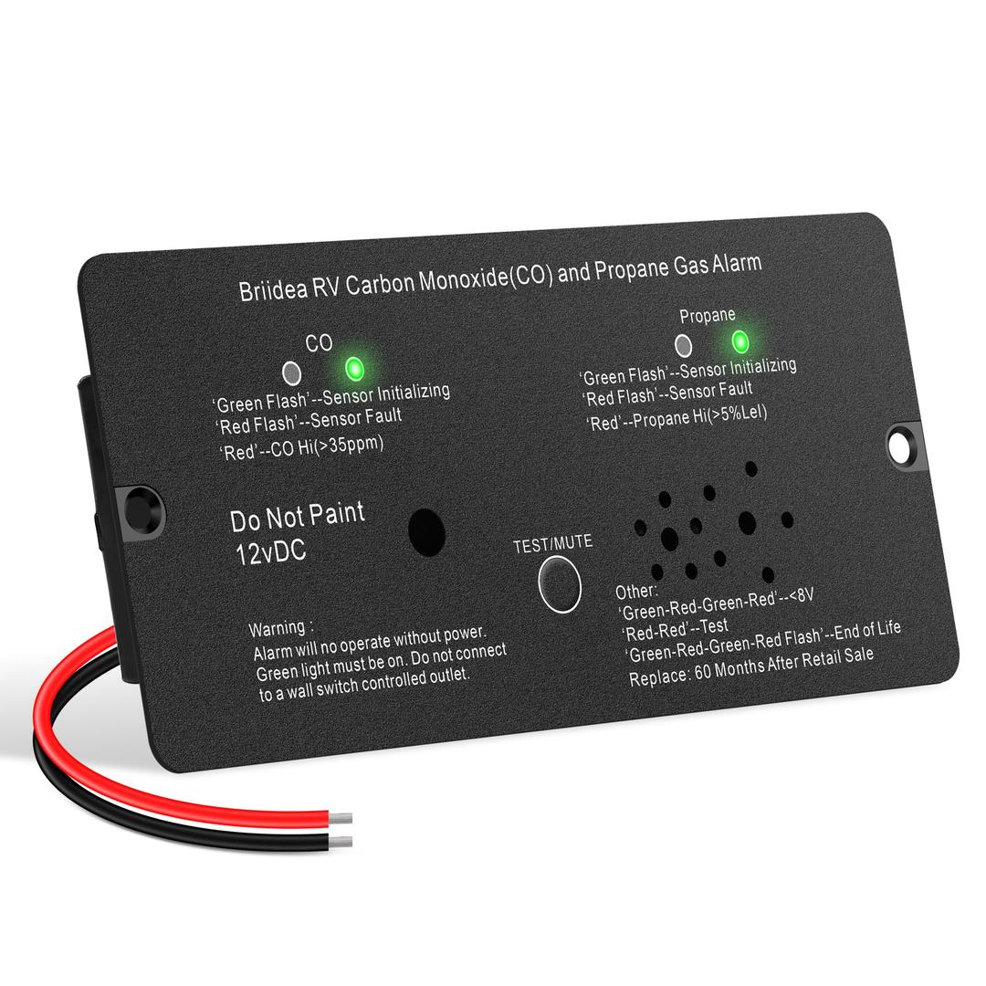 RV Carbon Monoxide & Propane Gas Alarm, Briidea Dual LP/CO Alarm with Separate LED Indicator Light, 100dB Loud Alert, Flush Mount, Compatible Replacement for Safe-T-Alert 30-442 Series