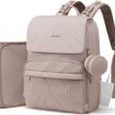 LOVEVOOK Diaper Bag Backpack, Baby Travel Bags for Boys & Girl, Toddler Waterproof Diaper Bag w/Changing Pad (Camel, 15.6''-Small)