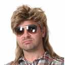 Kaneles Mullet Wigs for Men 80s Costumes Fancy Party Accessory Cosplay Halloween Wig (Light Brown)