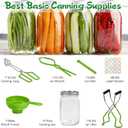 12-Pack Mason Jars 32 oz with Canning Supplies Starter Kit, Wide Mouth Pint Glass Jars with Lids, Jar Lifter Tongs,Funnel,6 in 1 Canner Tools Set for Canning, Pickling (32oz Jars with Tools)