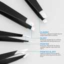 Pefei Tweezers Set - Professional Stainless Steel Tweezers for Eyebrows - Great Precision for Facial Hair, Splinter and Ingrown Hair Removal (Black)