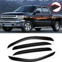 Window Visor for 2007-2013 Chevy Silverado 1500/ GMC Sierra 1500/ Avalanche/Suburban Crew Cab, Rain Guards Vent Deflector Shade Dark Smoke 07-14 Silverado/Sierra 2500 3500HD/ 07-14 Yukon XL, Tape-On