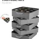 ZOBER All in One Christmas Ornament Storage Box & Decoration Container - Easy Access Removable Trays, Keeps 73 Ornaments - Adjustable Extent Area for Figurines and Pockets for Decoration - Gray