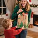 Sipthene 24 Pack Christmas Gift Bags with Handles, Kraft Paper Goody Treat Bags for Holiday Present Wrapping (6 Designs, 9" x 7" x 3.3") - for Xmas Party Favors, Classroom, Wedding Decor Supplies Bulk