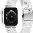 V.R.HOPE Resin Watch Band Compatible with Apple Watch Band for Women 42mm 44mm 45mm 46mm49mm Fashion Lightweight Bracelet Strap for iWatch Series Ultra3/11/10/9/8/7/6/5/4/3/2/1/SE3 (Clear)
