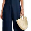 Acelitt Womens Sleeveless Wide Leg Jumpsuits with Pockets, Large