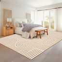 ROYHOME Washable Rug 9x12 Area Rugs for Living Room, Abstract Rug for Bedroom, Soft Rainbow Non Slip Throw Rugs with Rubber, Low Pile Stain Resistant Boho Geometric Carpet for Dining Room, Orange