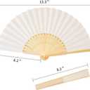 Sepwedd 50pcs Cream-Coloured Paper Hand Fan Bamboo Folding, Handheld Paper Fan for Wedding Party and Home Decoration