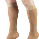 Truform Sheer Compression Stockings, 15-20 mmHg, Women's Knee High Length, Open Toe, 20 Denier, Beige, Small