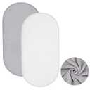 2 Pack Flannel Baby Bassinet Sheets 33 x 16 Inches Gray and White Soft Christmas Flannel Crib Sheets, Fit for Oval Bassinet Cover