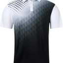 uideazone Mens Golf Shirt Dry Fit Athletic Polo Shirts Moisture Wicking Performance 3D Print Short Sleeve (White)