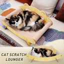 Sisal Cat Scratcher Bed with Hammock, Solid Wood Frame Cat Scratch Pad & Lounger for Indoor Cats, Durable Natural Sisal Cat Furniture Protector for Scratch, Rest and Sleep(Large)