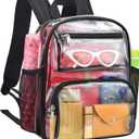 MAY TREE Clear Backpack Stadium Approved for Women and Men, Clear Bag for Stadium Events, Transparent bag for Concert Sporting Festival, Black (Medium)