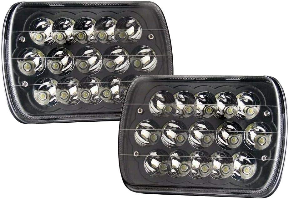 Black Pair 45w 7x6 5x7 Inch Headlights 6052 6054 H5054 H6054 Hi/Low Sealed Beam Replacement Compatible With Chevy Express Cargo Van 1500 2500 3500 Jeep Toyota Pickup Dodge Ford F250 E350