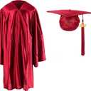 2 x Shiny Kindergarten Graduation Cap and Gown Set (21, Maroon)