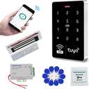 WiFi Tuya Access Control System Kit Outdoor Waterproof RFID Access Controller Touch Keypad 125KHz 13.56MHz + 180KG Electric Magnetic Lock, Smart Phone APP Password Unlock
