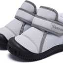 MORENDL Toddler Snow Boots Baby Booties Infant Winter Shoes First Walking Shoes (Grey Black)