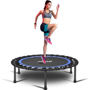 Newan 40'' Silent Fitness Mini Trampoline - Indoor Rebounder for Adults - Best Urban Cardio Jump Fitness Workout Trainer, Covered Bungee Rope System - Max Limit 330 lbs