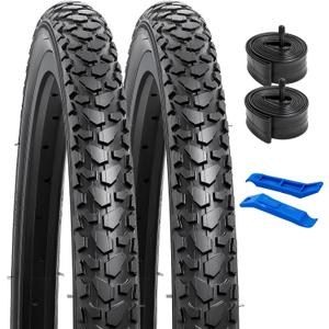 YUNSCM 2-PCS 24" Bike Tires 24x1.75/47-507 and 24" Bike Tubes Schrader Valve Compatible with Mountain Bike 24 X 1.75 Bicycle Tires and Tubes (Y-674) YUNSCM 2-PCS 24" Bike Tires 24x1.75/47-507 and 24" Bike Tubes Schrader Valve Compatible with Mountain Bike 24 X 1.75 Bicycle Tires and Tubes (Y-674)