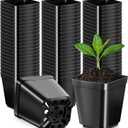 Nuanchu 500 Pack 2 Inch Square Nursery Pots, Small Plastic Seedling Pots with Drainage Holes, Mini Planting Planters for Garden Outdoor Indoor Flower Succulent Vegetable Starting Seedlings, Black