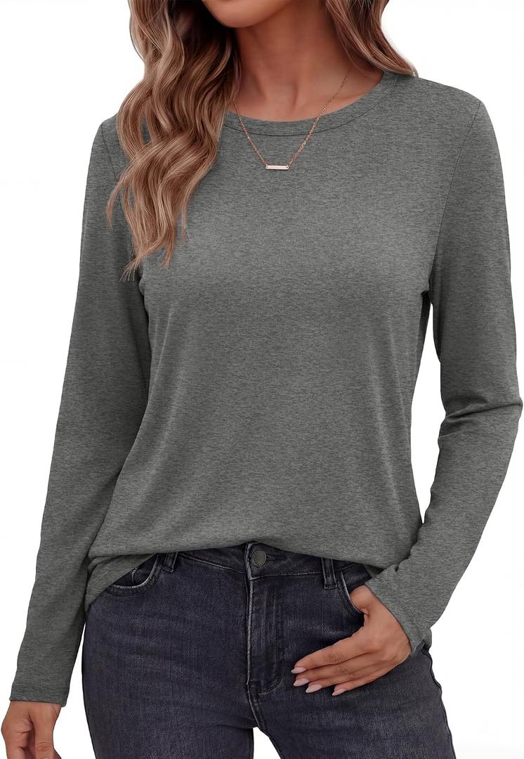 GAYHAY Long Sleeve Shirts for Women - School Outfits Fall Clothes Casual Tops Loose Fit Tees Fashion Clothing 2026 Medium