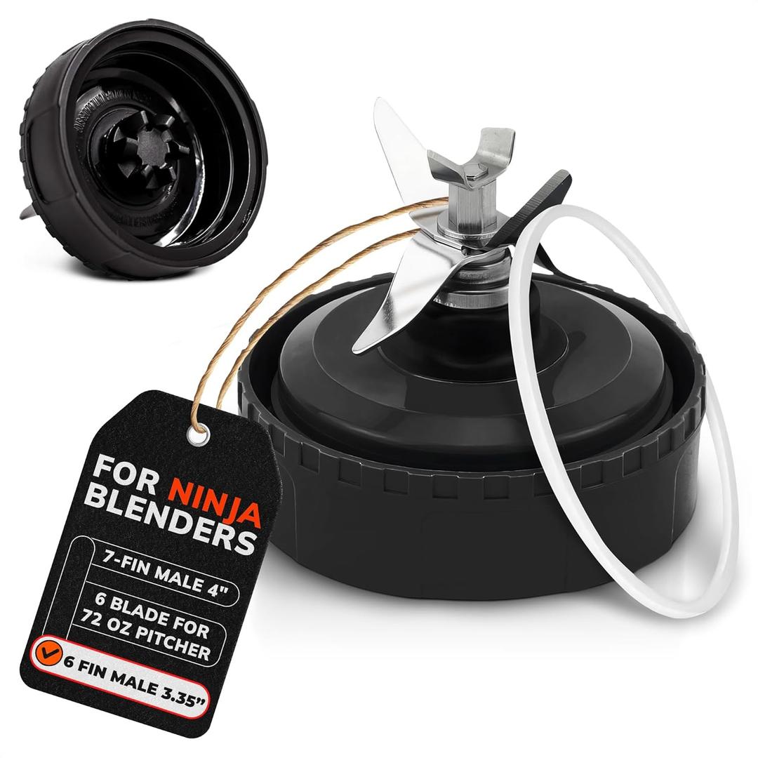 Ninja Blender Blade Replacement 6 Fin Male  Ninja Single Serve Blender Blade, 3.35 Stainless Steel for Smooth Blending, Compatible with BL770W/770BRN/740/770A/780C, 30/BL770/780/773CO/771/772 & more