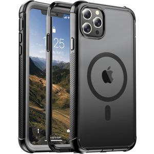 Magnetic for iPhone 12 Pro Max case, [Compatible with MagSafe][Military Grade Drop Protection][Heavy Duty Protection][Non-Slip][Shockproof] with 2-Layer Durable Bumper Phone Case 6.7''-Black