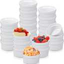 Xinnun 24 Pcs Ramekins Creme Brulee Dishes Oven Safe Classic Porcelain Ramekins Set for Baking, Creme Brulee, Souffle, Appetizer, Custard, Pudding, Dipping Bowl, White (4 Oz)