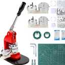 Button Maker Machine Multiple Sizes, Pin Maker Button Machine 1.25+2.25 Inch (32+58mm), DIY Button Press Machine Kit with 200 Button Parts Supplies, Comes with Circle Cutter and Cutting Mat