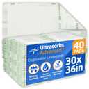 Medline Advanced Plus Ultrasorbs Drypads, 30" x 36", 23” x 36”, 40 Count, Extended Core Disposable Bed Pads, Wider Area Super Absorbent Incontinence Pads, Adult Protective Pads, 300 lb Weight Capacity