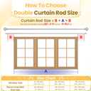 1 Inch Modern Silver Double Curtain Rod Set - Tension rods for windows 28 to 48 inchs with Holdbacks and Crystal Finials -BHSRODS Home Double Window Rods for Living Room & Bedroom