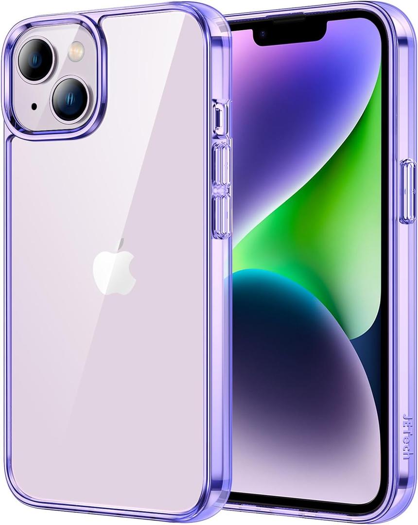 JETech Case for iPhone 14 6.1-Inch, Non-Yellowing Shockproof Phone Bumper Cover, Anti-Scratch Clear Back (Deep Purple)