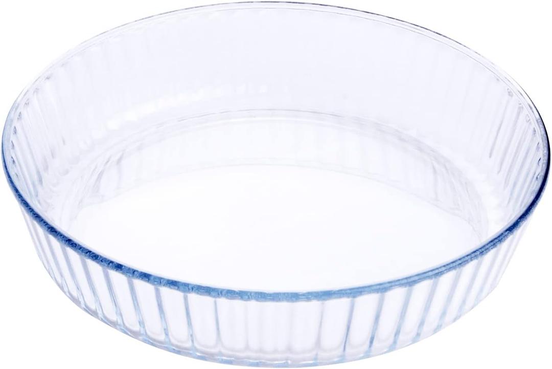 Clear Round Tempered Glass Baking Dish, Glass Bakeware Casserole Dish for Oven and Dishwasher Safe.