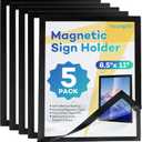 YixangDD 5 Pack Magnetic Sign Holder 8.5 x 11, Self-Adhesive Magnetic Wall Mount Sign Holder, Magnetic Document Holder for Wall Window Office Poster Store