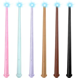 Skylety 6 Pieces Light Up Witch Fairy Magic Wand Light and Sound Wizard Toy Wands Illuminating Birthday Party Costume Accessory for Halloween Cosplay Masquerade(Multicolored)