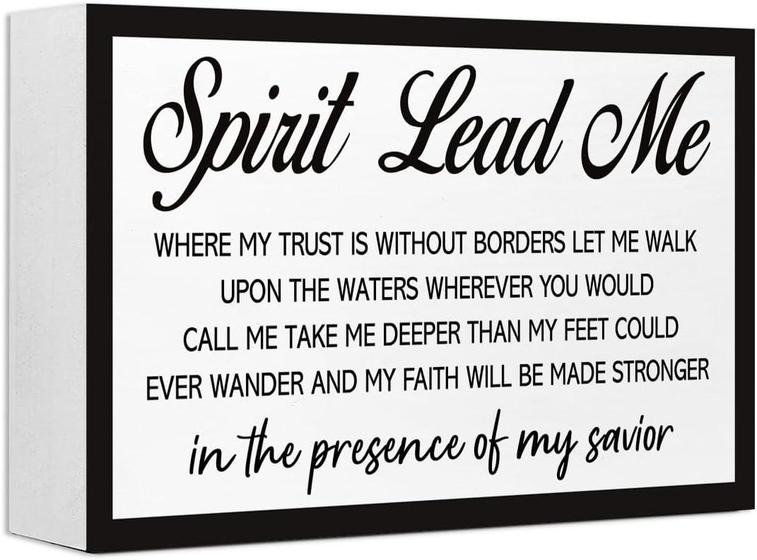 Spirit Lead Me Sign Wood Box,Bible Verse Wooden Block Sign for Christian Home Office Bedroom Shelf Desk Tabletop Wall Decor Spirit Lead Me Sign Wood Box,Bible Verse Wooden Block Sign for Christian Home Office Bedroom Shelf Desk Tabletop Wall Decor